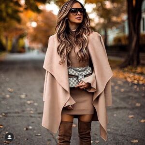 Cole haan camel drape wrap coat